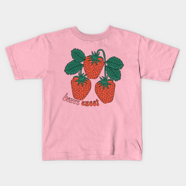 Berry sweet cute strawberries fruit Kids T-Shirt by andrealauren